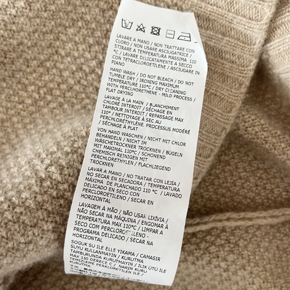 MaxMara Size Small Tan Wool Cashmere Funnel Neck Boxy Short Sleeve Knit Sweater - Picture 12 of 13